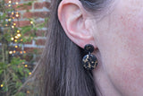 PARTY PEACOCK dobbelt øreringe (sort/sølv/guld)