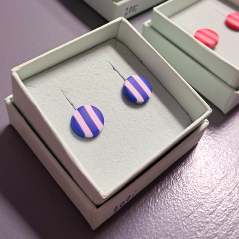 CIRKUS dot øreringe (koboltblå/lyserød)