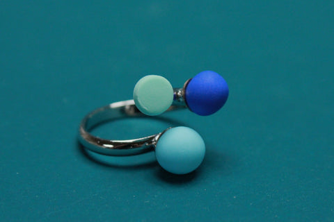 TRIPLE candy ring (lyseblå/koboltblå)